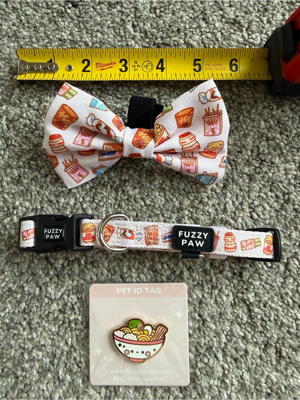 Pink Snack-Print Adjustable Pet Collar with Detachable Bow